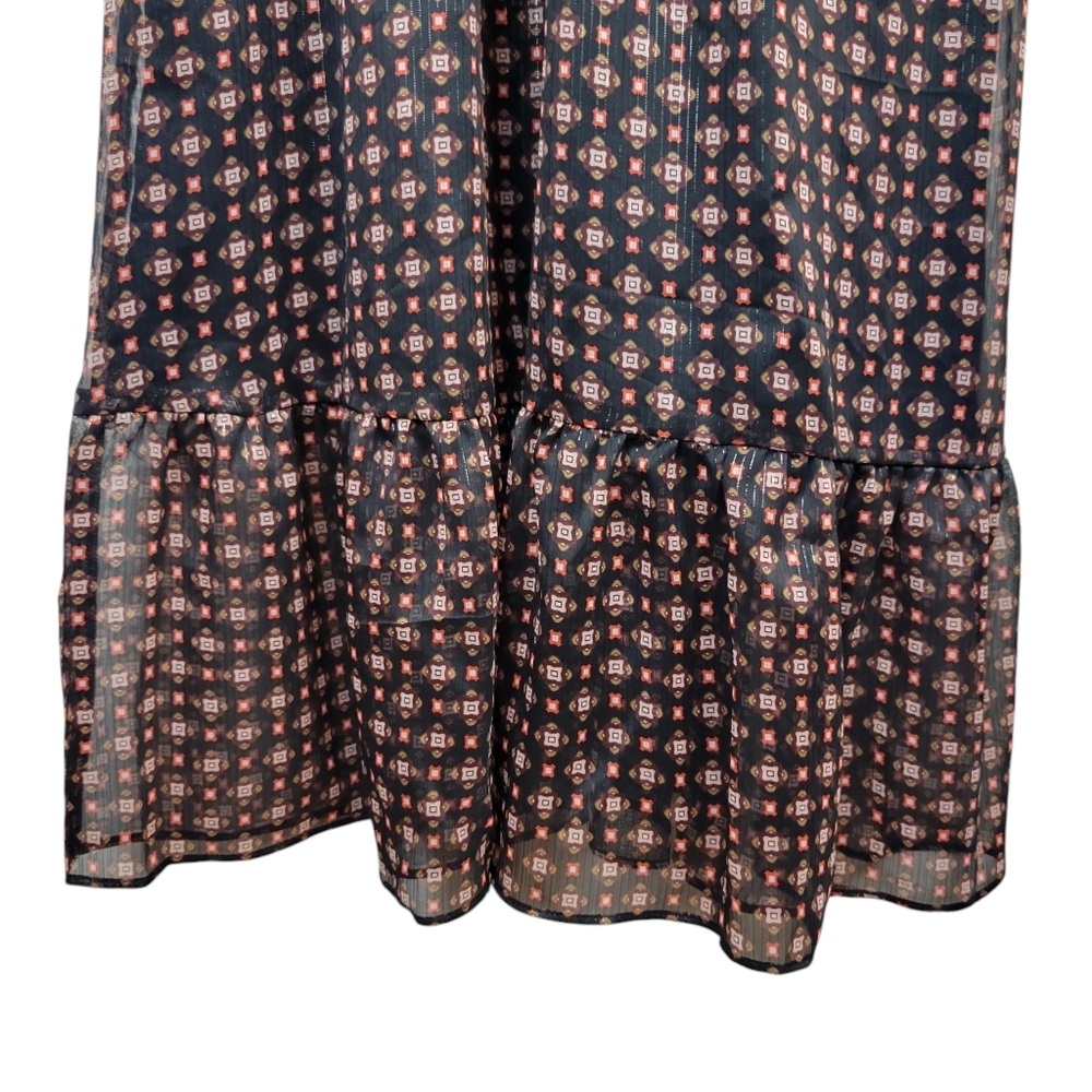 Talbots Fit & Flare Midi Dress in Dainty Medallion Size 4 V-Neck Flounced Hem - Picture 6 of 10
